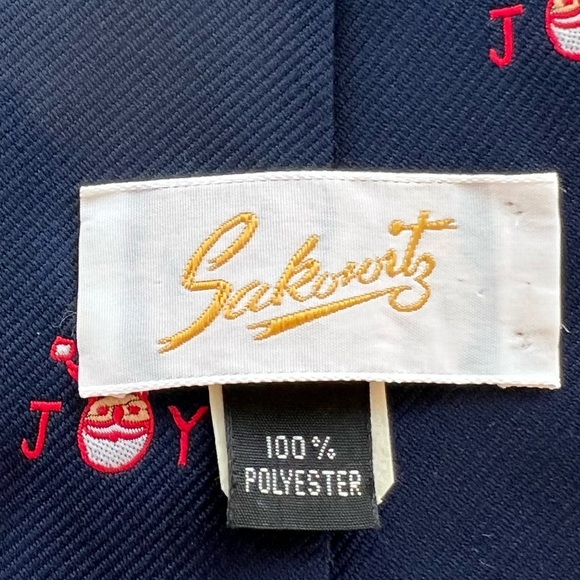 Vintage Men’s Joy Santa Novelty Neck Tie navy and red - Picture 4 of 5
